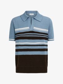 Ferragamo Cotton Knit Polo Shirt | Blue | FARFETCH at Farfetch
